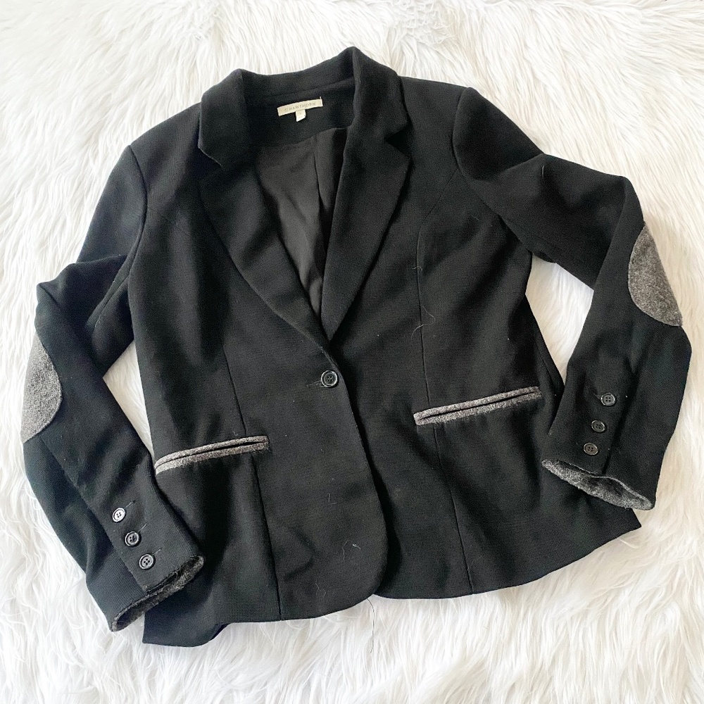 41 Hawthorn Black Blazer with Gray Elbow Patches